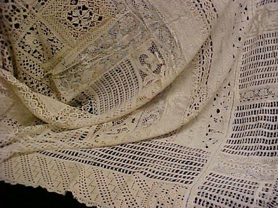 Appraisal: 'Lace Sampler'' ecru bedspread made of various laces size ''