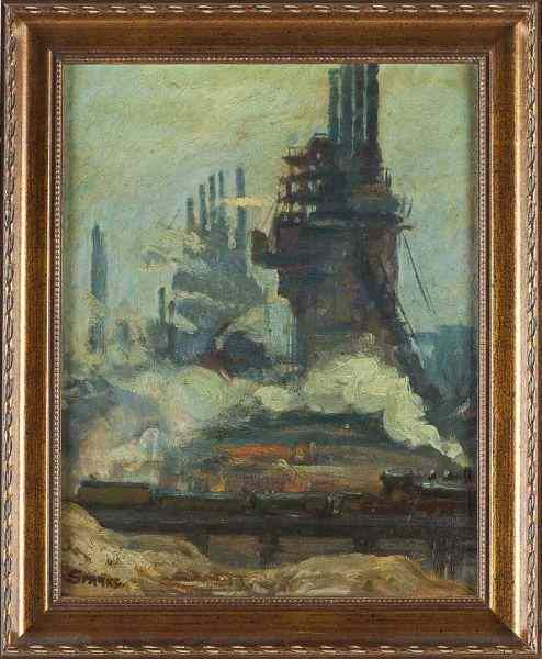 Appraisal: Arthur Sparks PA - Steel Millsoil on artist's board signed