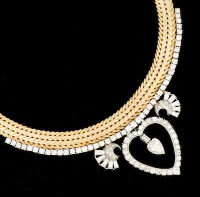 Appraisal: A Ladies' Gold Platinum and Diamond Retro Necklace k yellow