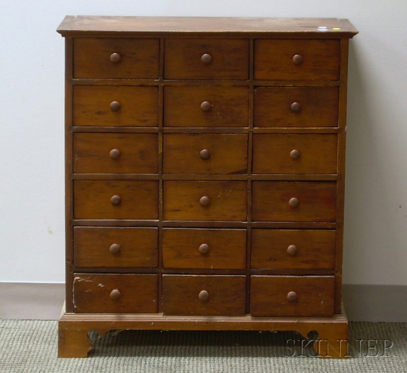 Appraisal: Pine Eighteen-Drawer Apothecary Chest nailed construction ht wd dp in