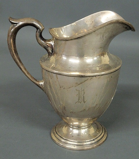 Appraisal: Sterling silver water pitcher by Schofield Co monogrammed R h