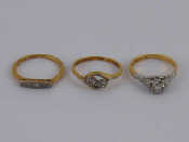 Appraisal: A mixed lot comprising three diamond rings all marked ct