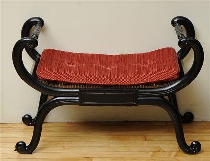 Appraisal: Regency-Style Black Painted Bench x x in