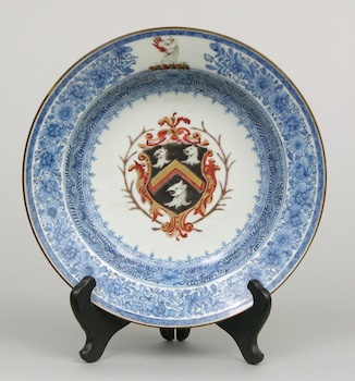 Appraisal: A Chinese Export Armorial Blue and White Soup Plate A