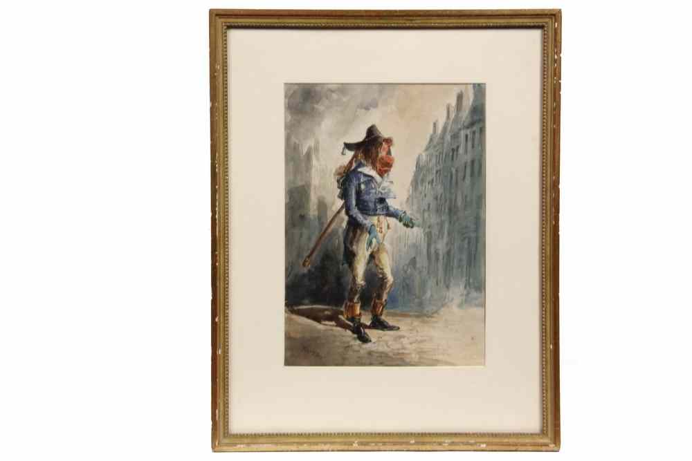 Appraisal: EARLY CENTURY FRENCH WATERCOLOR OF AN ''INCROYABLE''- signed lower left