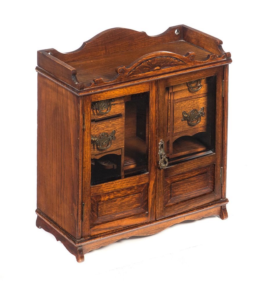 Appraisal: Victorian Oak Tobacco Smoking Cabinet Victorian Oak Tobacco Smoking Cabinet