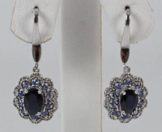 Appraisal: PAIR OF K DIAMOND SAPPHIRE AND CEYLON SAPPHIRE EARRINGS PAIR