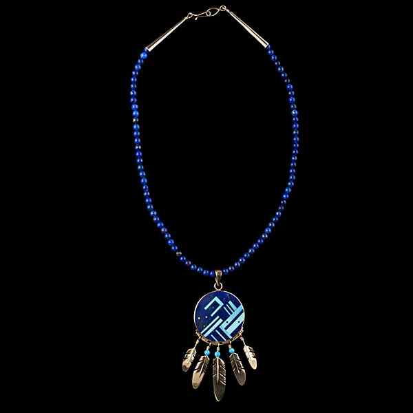 Appraisal: Ray Tracey Navajo Gold Lapis and Turquoise Necklace designed with