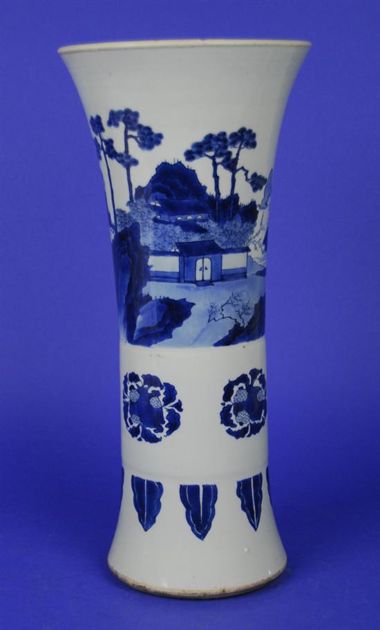 Appraisal: CHINESE BLUE AND WHITE TALL BEAKER VASE Kangxi Period height