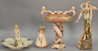 Appraisal: Four porcelain painted pieces to include an urn compote serving