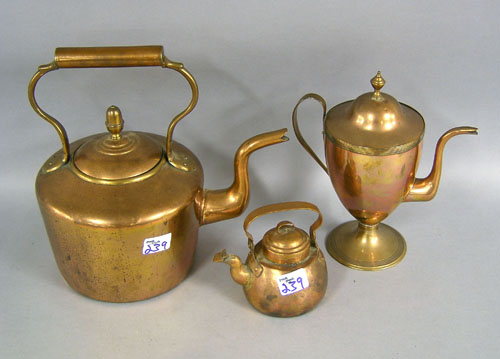 Appraisal: Three brass kettles