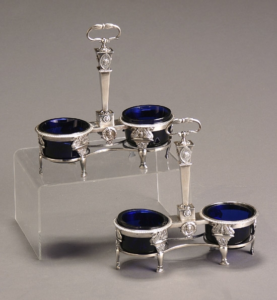 Appraisal: Pair of Empire Silver Double Master Salt Cellars Maker's marks