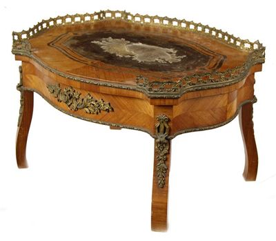 Appraisal: A French kingwood and gilt metal mounted workbox the inset