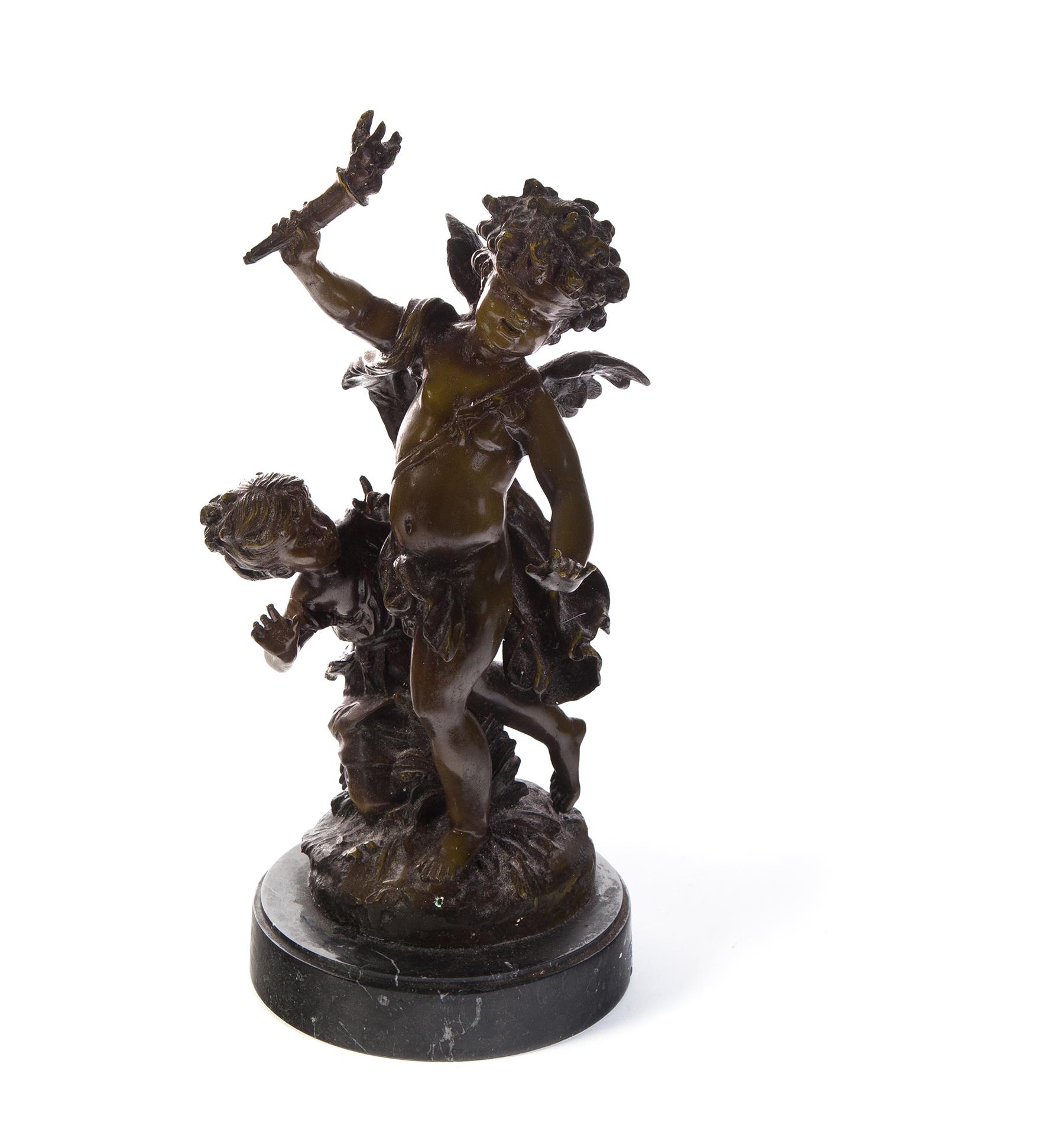 Appraisal: BRONZE FIGURAL GROUP OF CHERUBS AFTER A MOREAU France Two