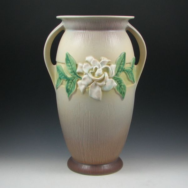 Appraisal: Roseville Gardenia double handled vase in gray and light purple