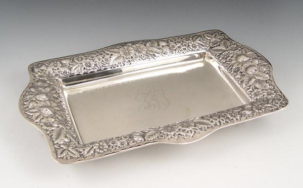 Appraisal: GORHAM STERLING REPOUSSE TRAY Deep tray with shaped repousse border