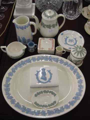 Appraisal: pcs Wedgwood Embossed Queensware includes platter dresser boxes pitcher coffeepot