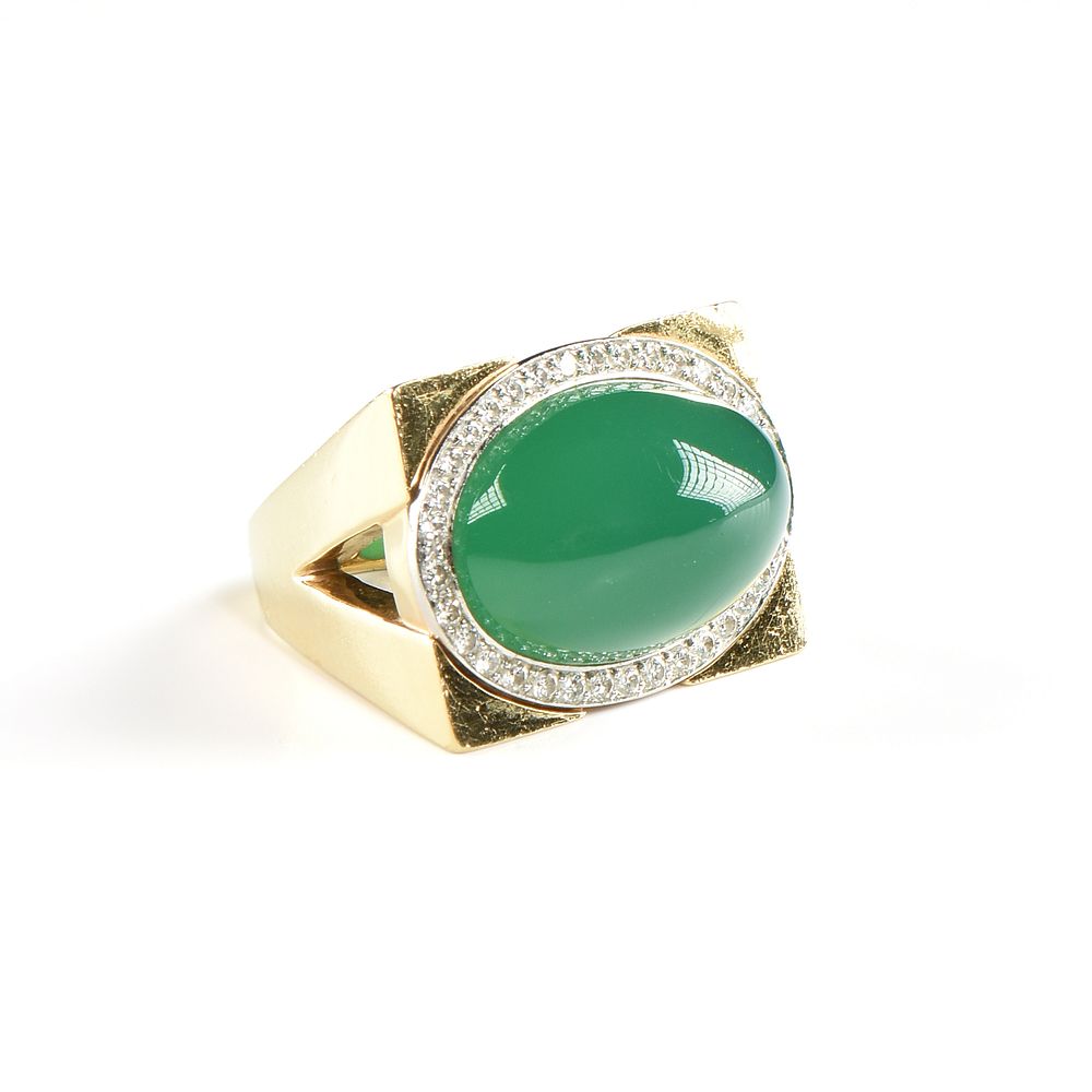 Appraisal: A DAVID WEBB K YELLOW GOLD PLATINUM DIAMOND AND CHRYSOPRASE