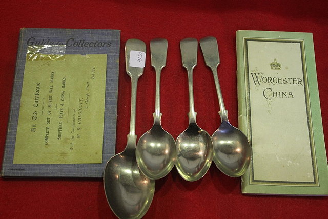 Appraisal: THREE DESSERT SPOONS stamped Norwegian silver a further spoon together