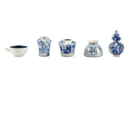 Appraisal: Group of Four Chinese Blue and White Glazed Porcelain Miniature