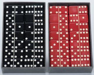 Appraisal: Two Sets of Miniature Dominoes in Original Boxes One red