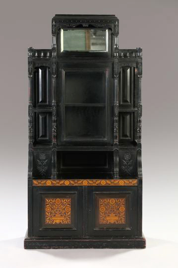 Appraisal: American Aesthetic Movement Ebonized and Inlaid Cabinet possibly by Herter