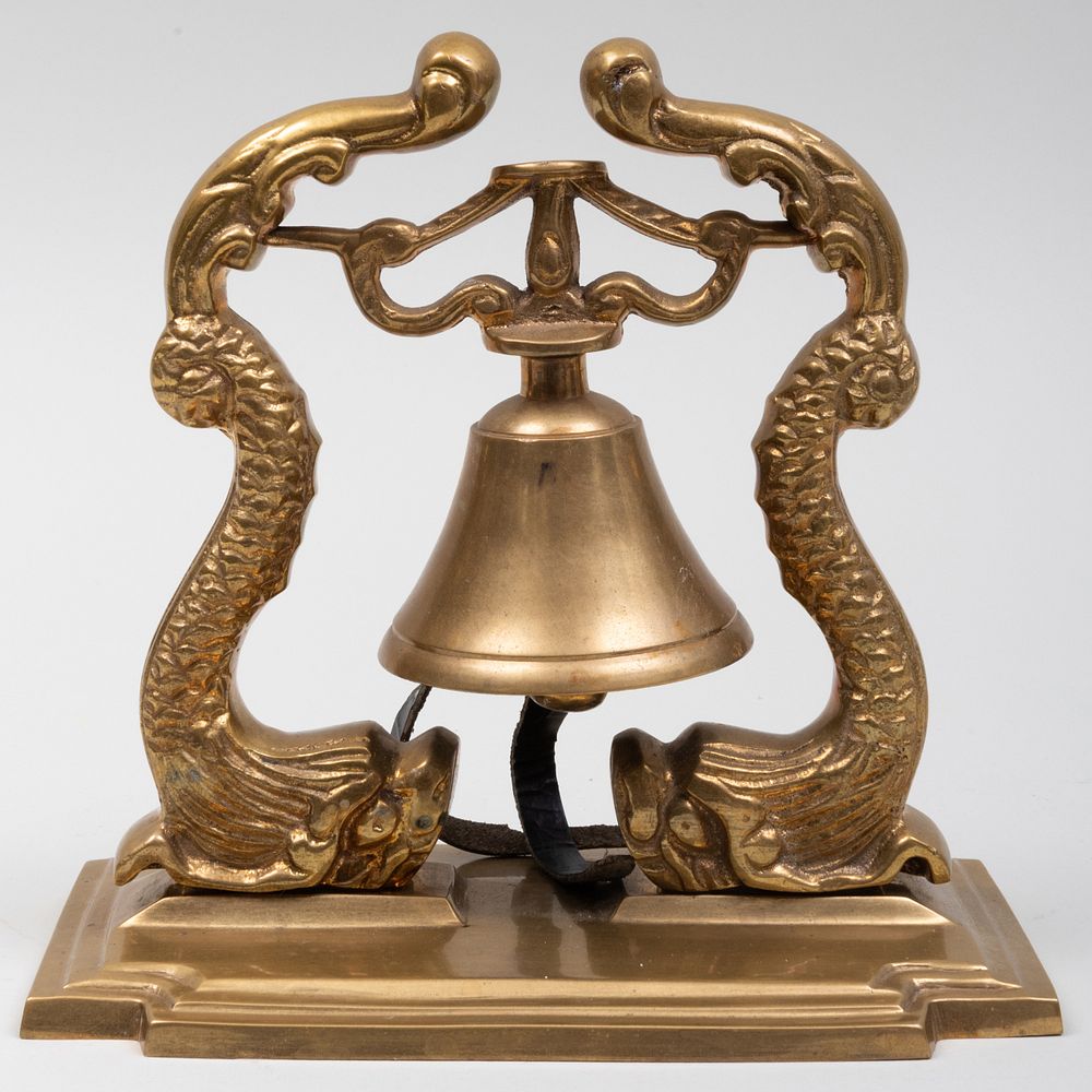 Appraisal: Brass Dolphin Form Table Bell x x in Property from