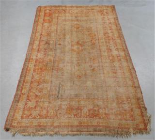 Appraisal: C Turkish Cotton Wool Ushak Rug TURKEY CIRCA An antique