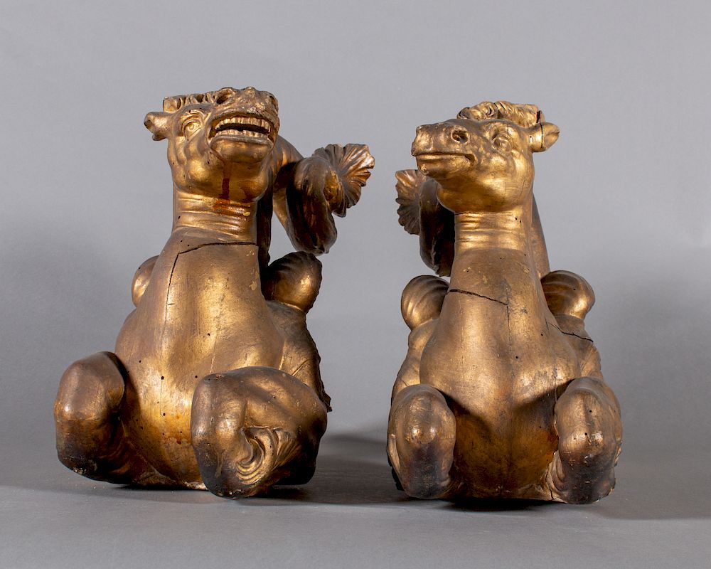 Appraisal: Pair of Carved Gilt th th Century Italian Hippocampi Pair