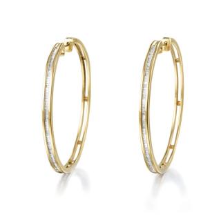 Appraisal: A Pair of Diamond Hoop Earrings Crafted out of K