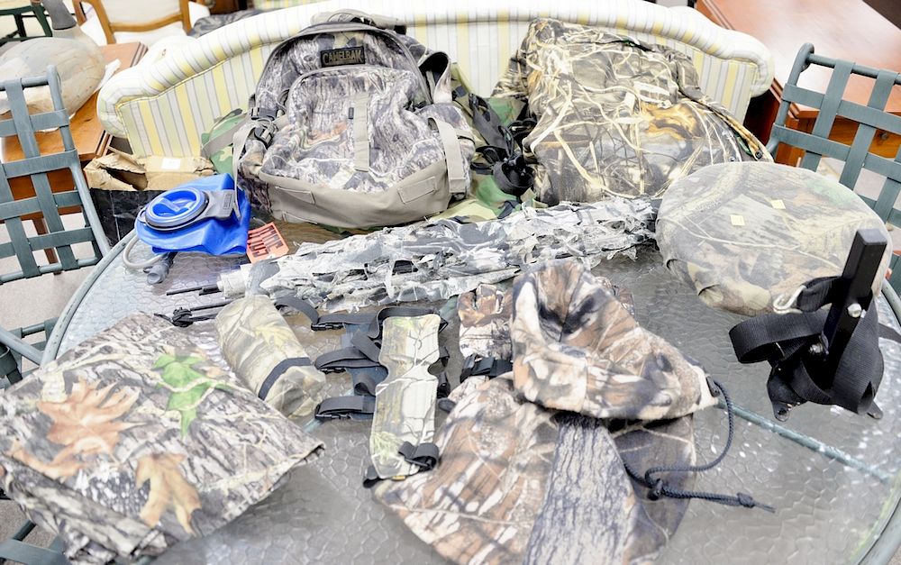 Appraisal: Group of hunting gear and clothes to include large overalls