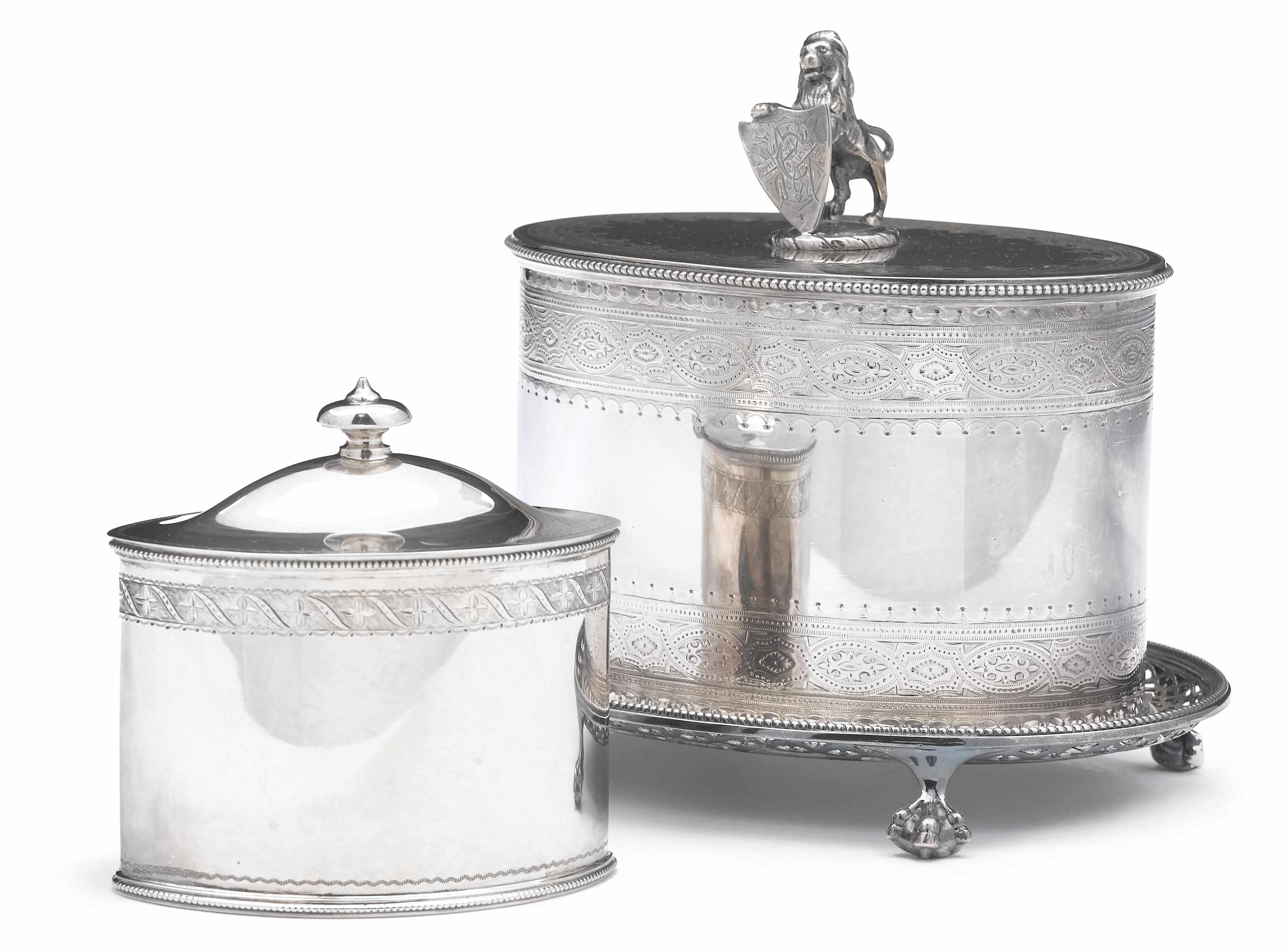 Appraisal: A sterling tea caddy Tuttle Silversmiths Boston MA Height in