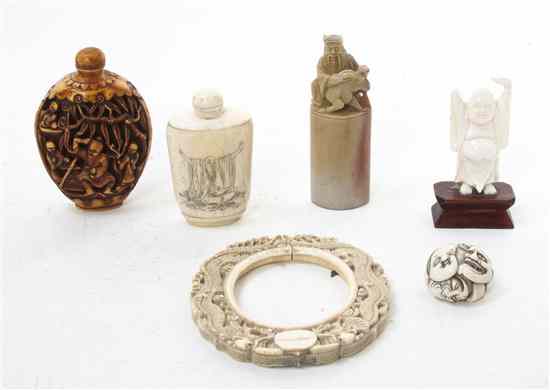 Appraisal: A Collection of Chinese Carved Ivory Articles including a happy