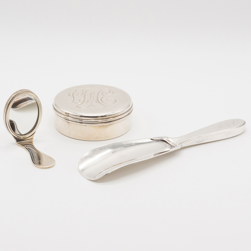 Appraisal: TIFFANY CO SILVER TOILETTE SET Marked 'Sterling' each monogrammed Comprising