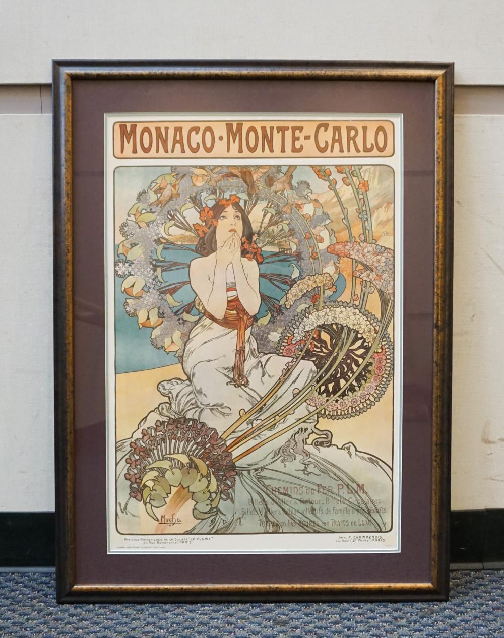 Appraisal: After Alphonse Mucha Czech - Monaco-Monte-Carlo Reproduction Color Lithograph Frame