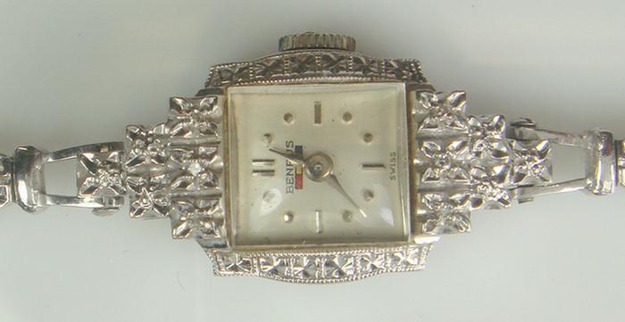 Appraisal: K WG diamond j Benrus ladies wristwatch and band dwt