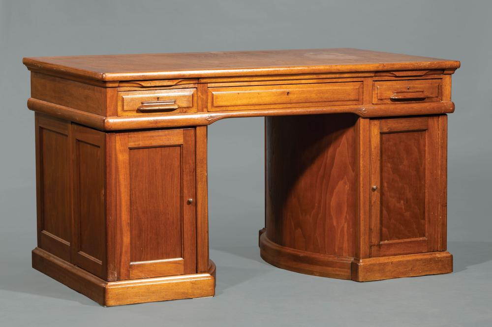 Appraisal: American Oak Wooten Rotary Desk late th c labeled Wooten