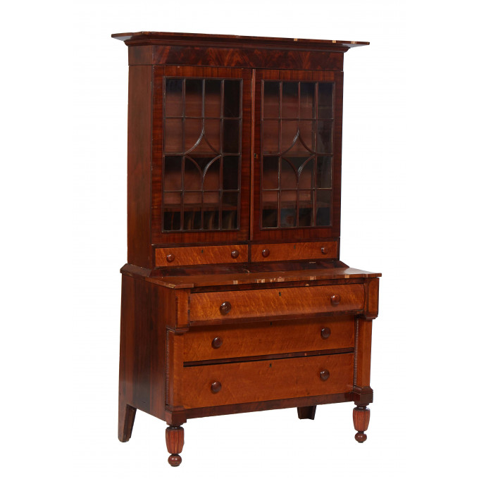 Appraisal: American Carved Walnut Secretary Bookcase th c the stepped ogee