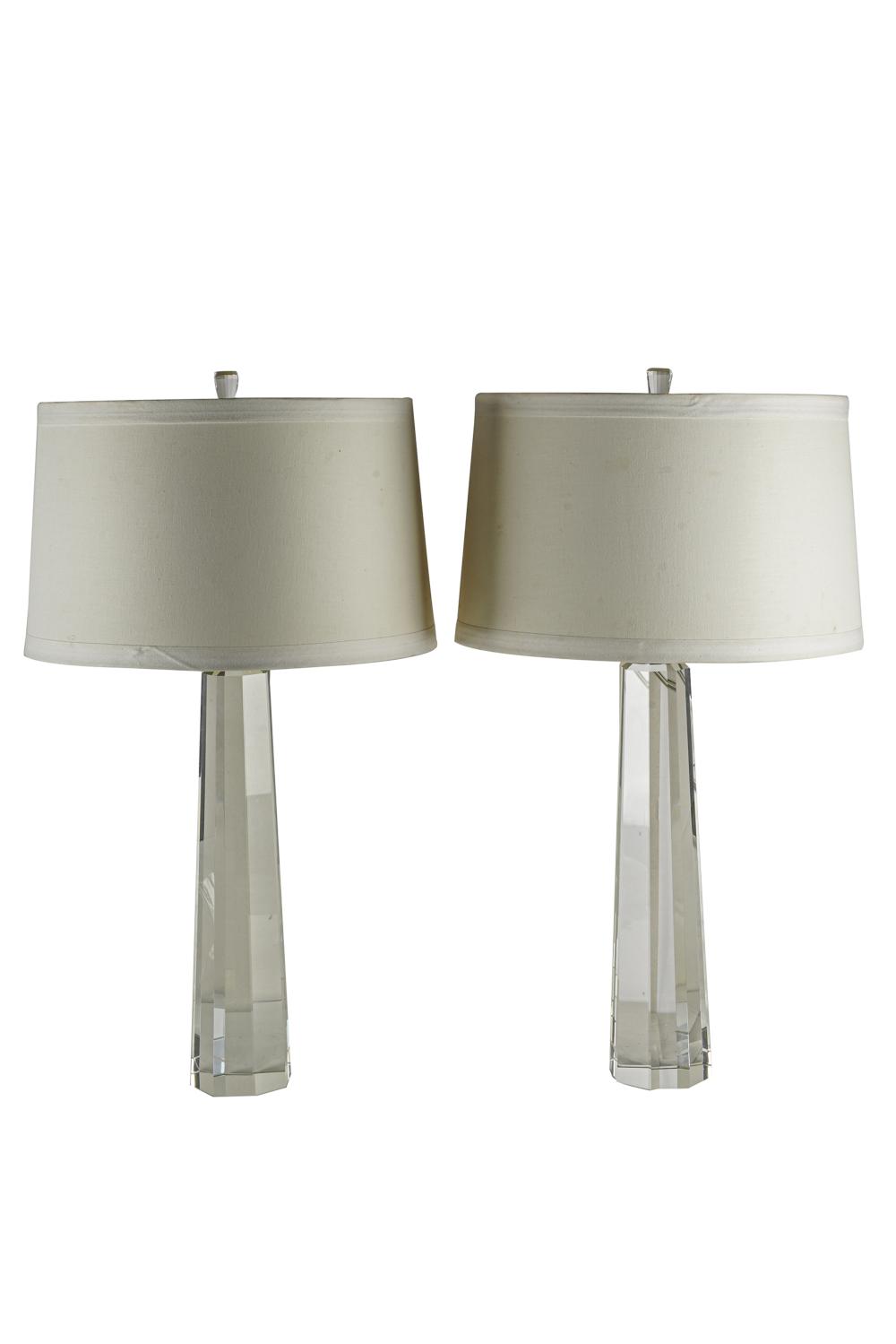 Appraisal: PAIR OF MODERN GLASS TABLE LAMPSCondition very heavy inches high