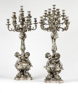 Appraisal: A pair of silvered candelabra Maison Marnyhac Late th century