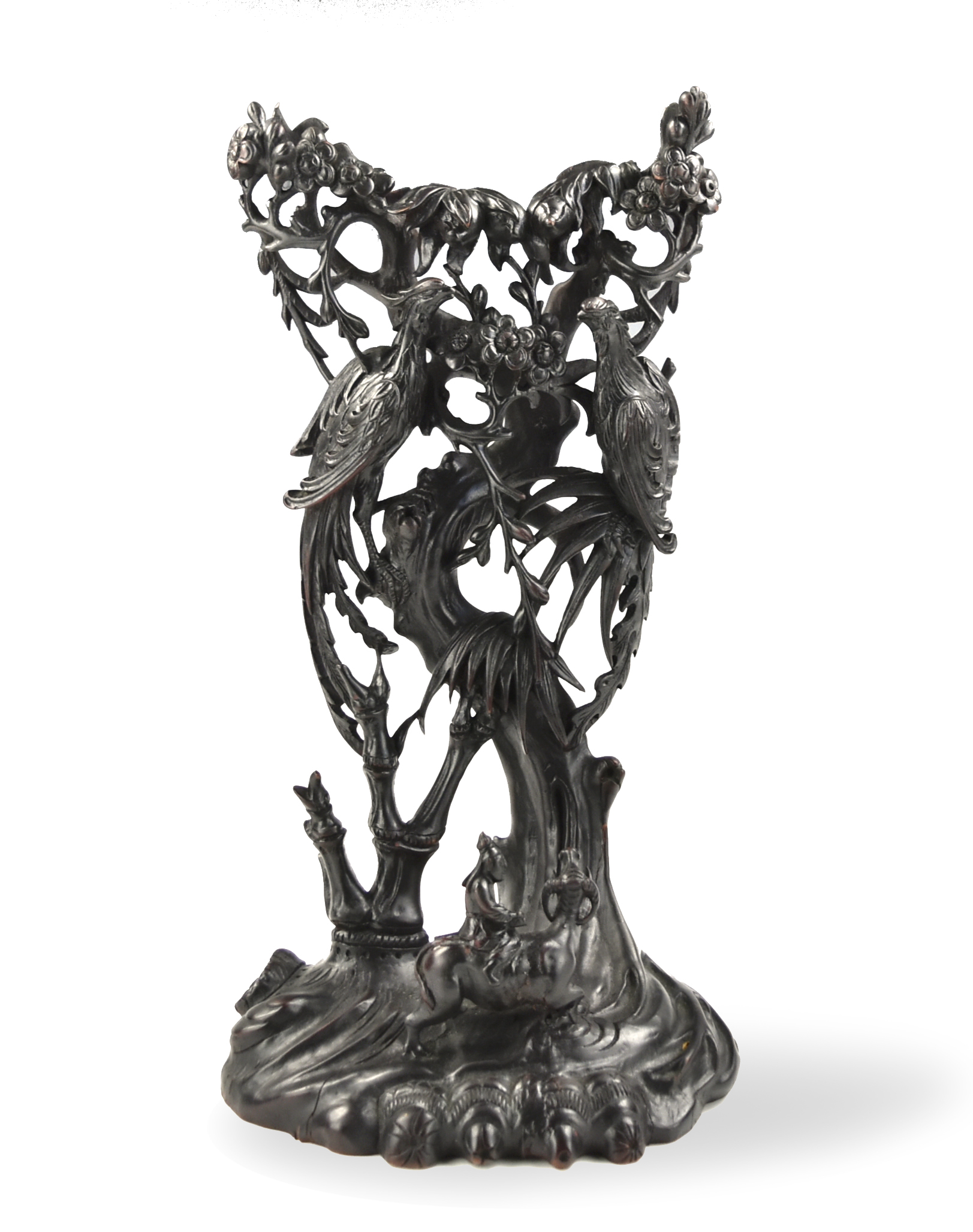 Appraisal: molded with two pheonix birds attached to flowering plants on