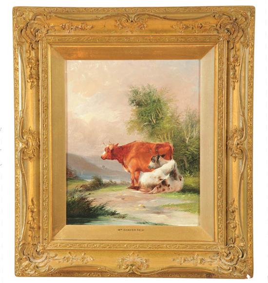 Appraisal: TWO COWS ATTRIBUTED TO WILLIAM SHAYER SENIOR ENGLISH SCHOOL TH