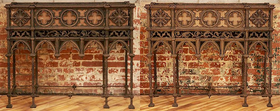 Appraisal: RARE PAIR WROUGHT IRON GOTHIC STYLE PLANTERS A rare and