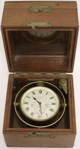 Appraisal: U S NAVY WALTHAM WATCH CO GIMBLED SHIP'S CLOCK BEVELLED