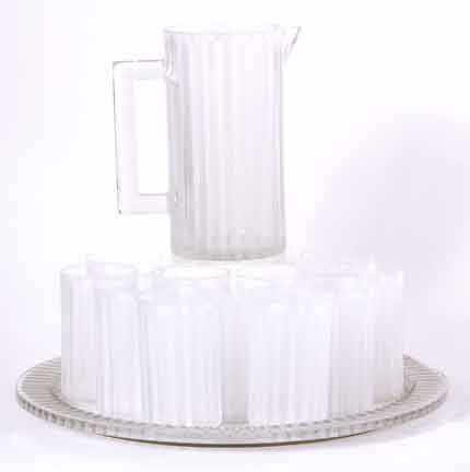 Appraisal: Lalique Jaffa pattern frosted glass lemonade service designed comprising tumblers