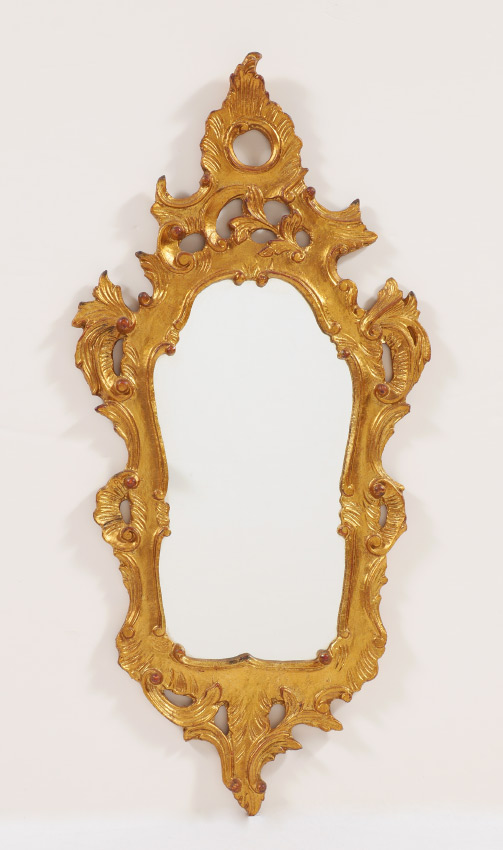 Appraisal: CARVED GILT WOOD ROCOCO STYLE MIRROR Late th to early