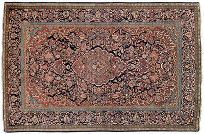 Appraisal: Kashan rug finely woven with elaborate central medallion with two