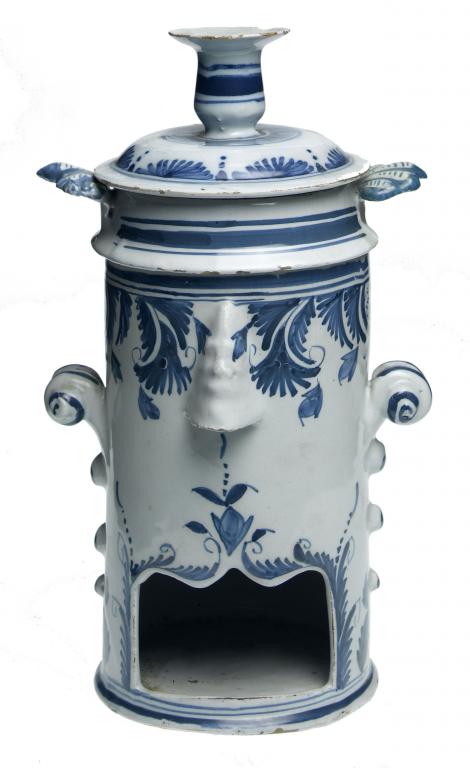 Appraisal: A DELFTWARE FOOD WARMER PROBABLY LAMBETH the cylindrical body with