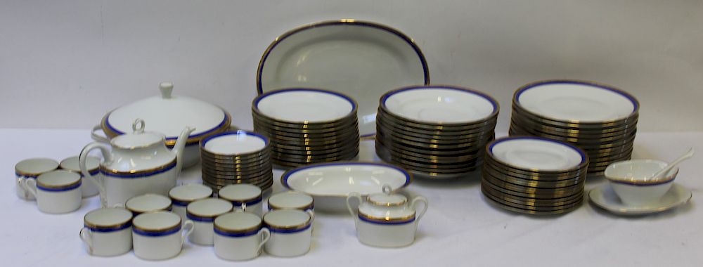 Appraisal: GINORI Lot of Blue and Gilt Decorated Porcelain To include