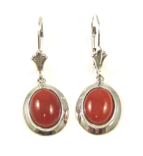 Appraisal: PAIR OF CORAL AND WHITE GOLD EARRINGS each k gold